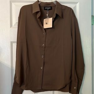 NWT KITTENISH Brown Blouse - Size Small- Jessie James Decker